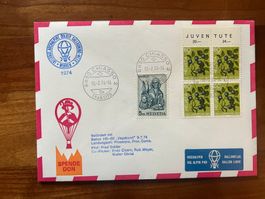 Ballonpost mit super Stempel 1974 Luxus  (V18)