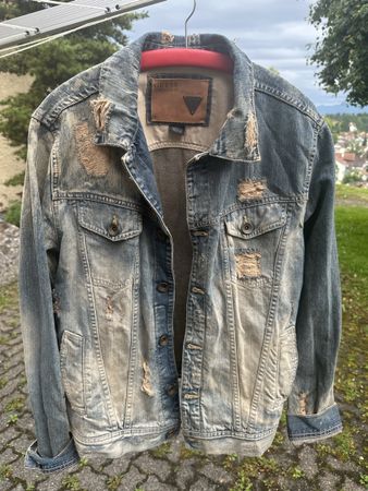 GUESS Premium Jeansjacke – Made in USA – Used Look – Gr. L