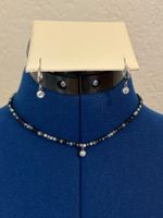 Perlenkette und Ohrringe mit Zirkonia-Anhänger