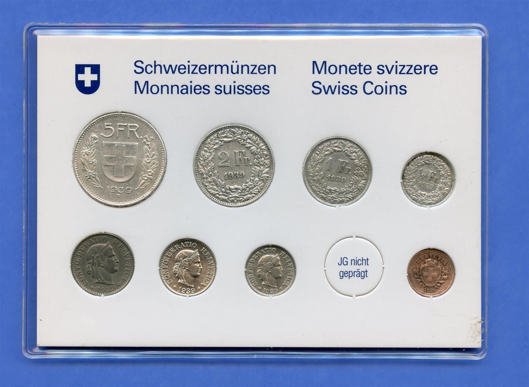 Tutti le monete: (1858) Münzsatz 1939 Silber – Usato da Rüthi (Rheintal) venduto da erdnuessli1