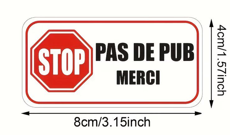 Sticker: "Stop, Pas de Pub" Stickers (2pcs) – Nuovo e nell'imballaggio originale da Cortaillod venduto da DailyFindsCH 1