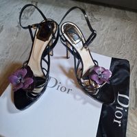 Elegante Dior Sandalen, Schwarz Lack, Gr. 37