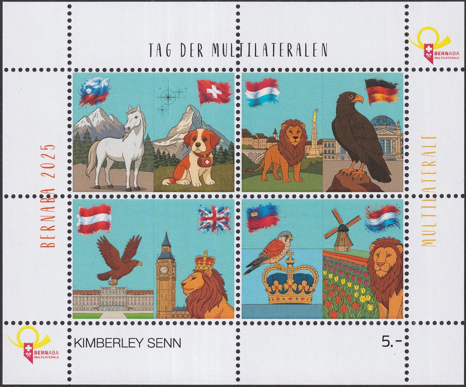 Alle Briefmarken: 2025, Vignetten-Block BERNABA MULTILATERALEN postfrisch **. – Gebraucht aus Sursee von Luzernerraute