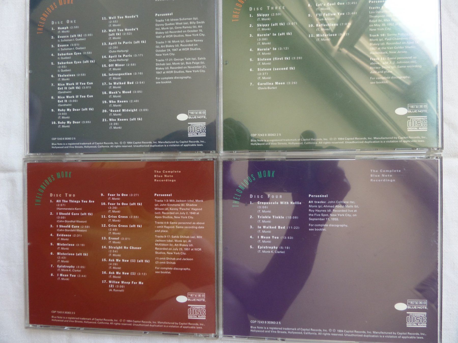 CDs: Thelonious Monk – The Complete Blue Note Recordings - 4 X CD – Gebraucht aus Genève von CDLPBookS 1