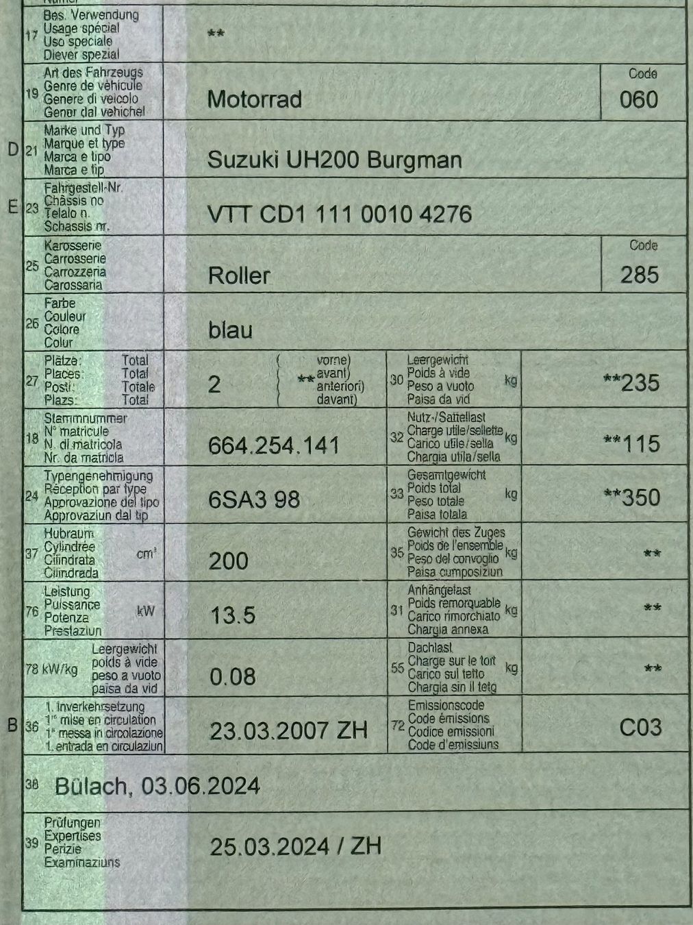 Suzuki Strasse: Suzuki UH200 Burgman Roller – Gebraucht aus Rafz von Hanga 5