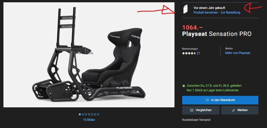 Playseat Sedie: Playseat Sensation PRO – Usato da Brunnen venduto da freesouldz 3
