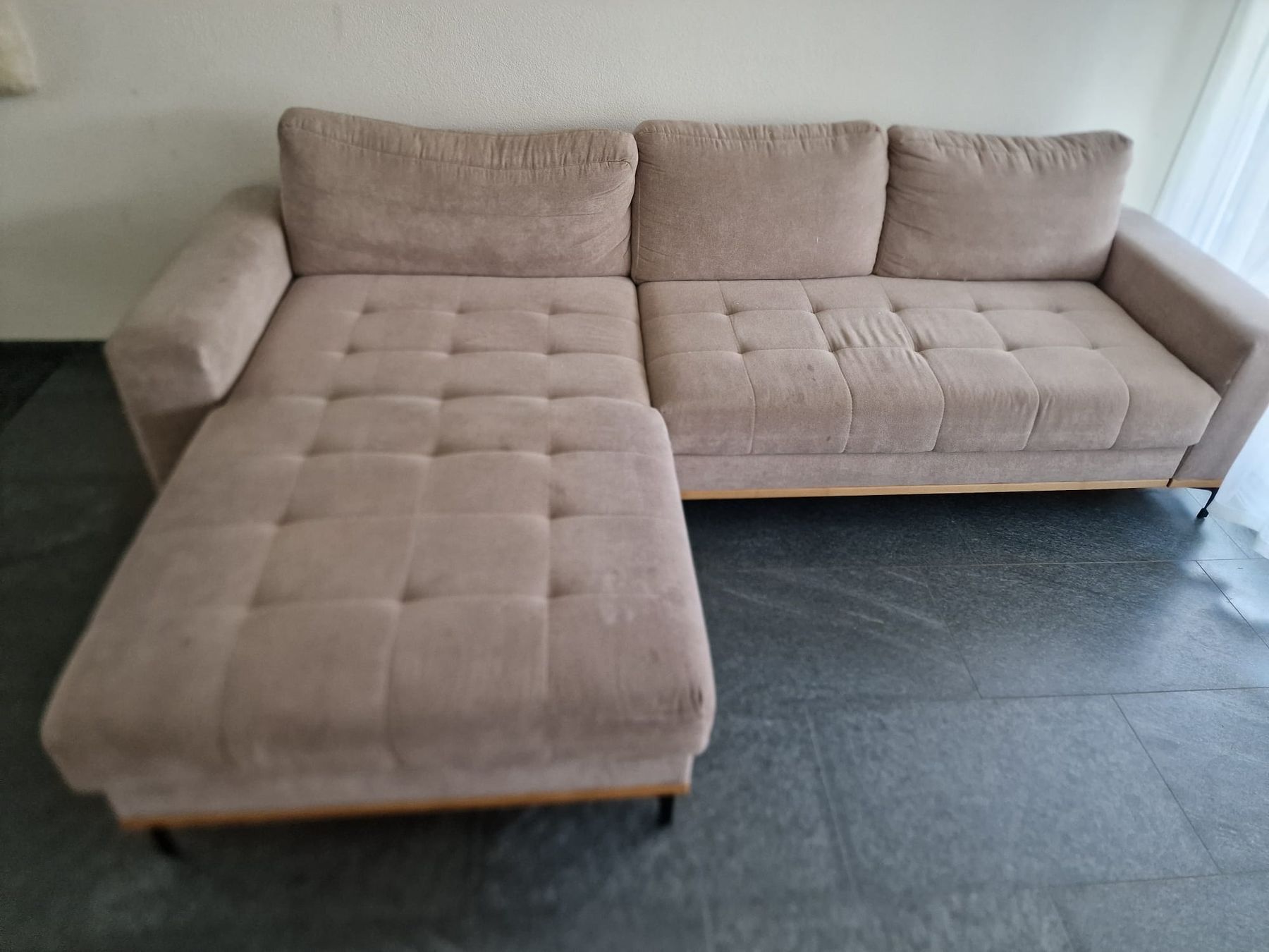 Sofas: Ecksofa In Beige Mit Schlaffunktion Webstoff Beige – D'occasion à Hochdorf par Berry005 1