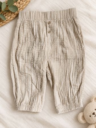 Baumwollgaze Baby Hose 62/68 cm Beige