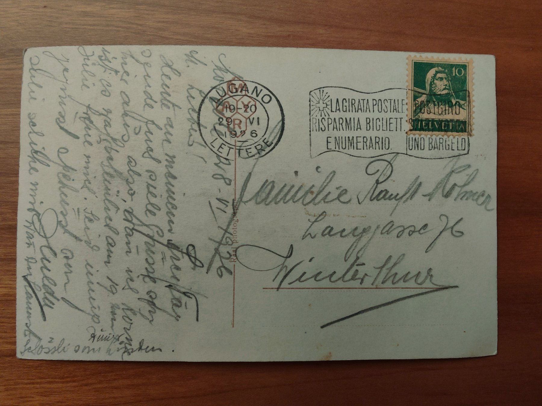 Cartoline postali: Alte Ansichtskarten. Lugano 1928 und Morcote 1926 – Usato da Birmensdorf ZH venduto da christoph06 3
