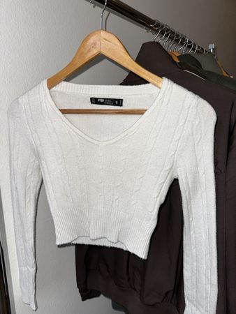 Weisser Strickpullover, Crop Top, Grösse S - Top Zustand!