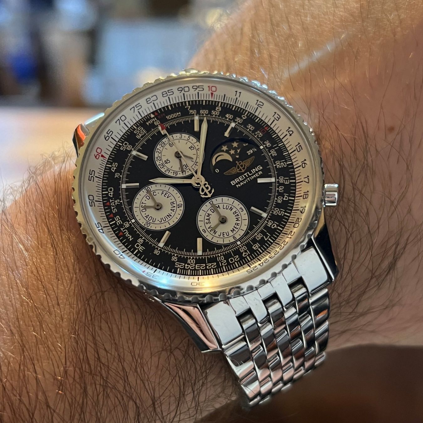 Breitling Montres: Breitling Navitimer Olympus Chronograph Moonphase A19340 – D'occasion à Carouge GE par Watchaser 3