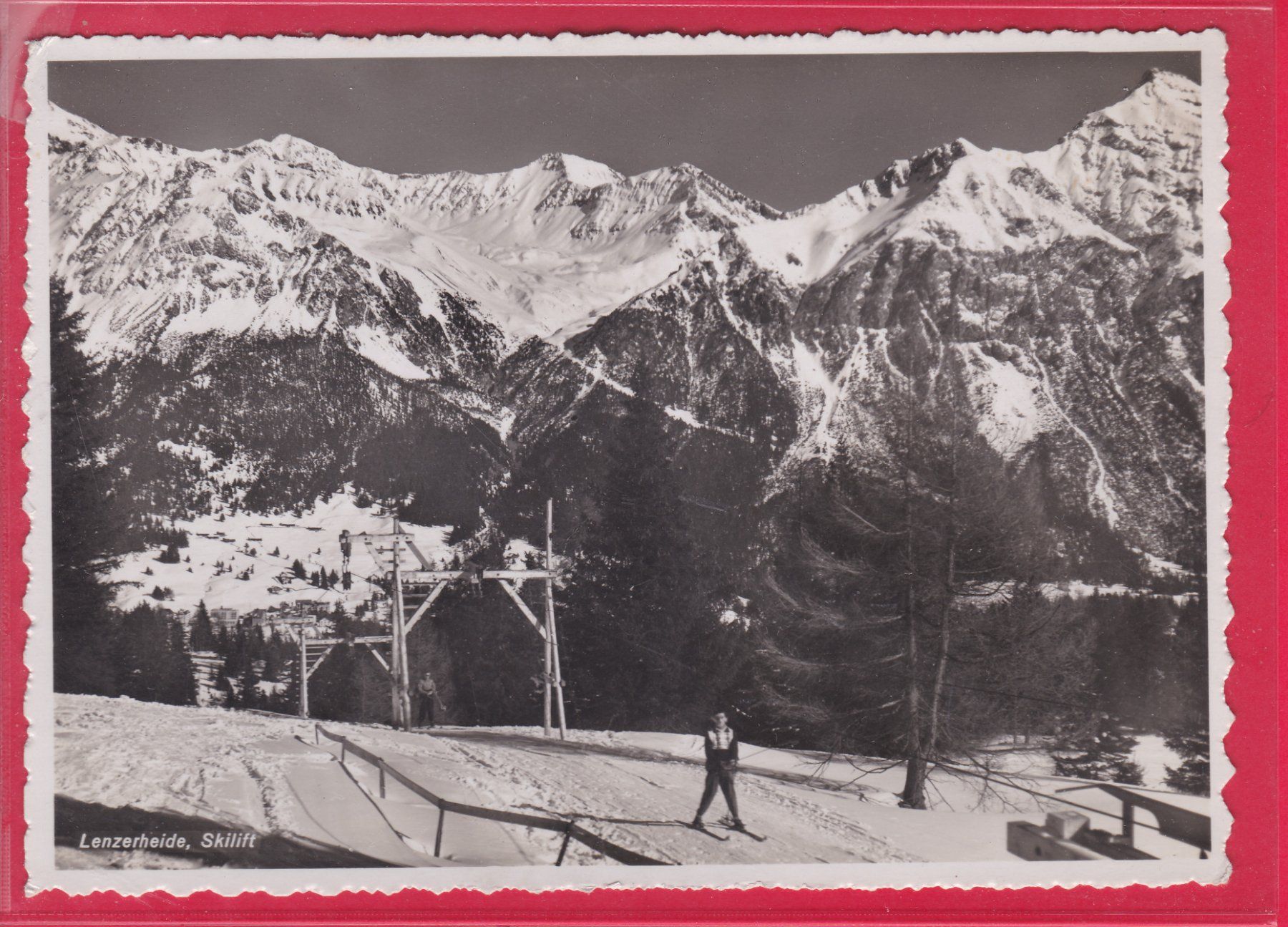Ansichtskarten: LENZERHEIDE, SKILIFT, 29.12.1947 – Gebraucht aus Oberrieden von Gebirgsstelze