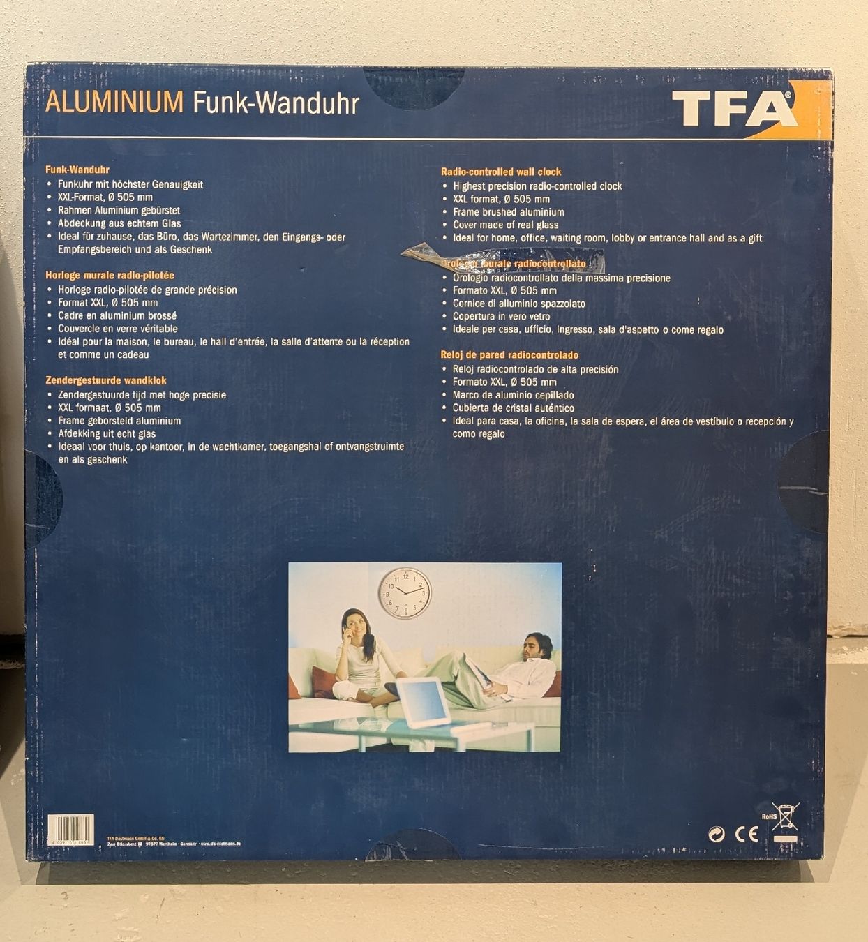 Orologi da terra & Orologi da parete: Funk Wanduhr 50cm Aluminium TFA – Nuovo e nell'imballaggio originale da Volketswil venduto da mar_c5pv 3
