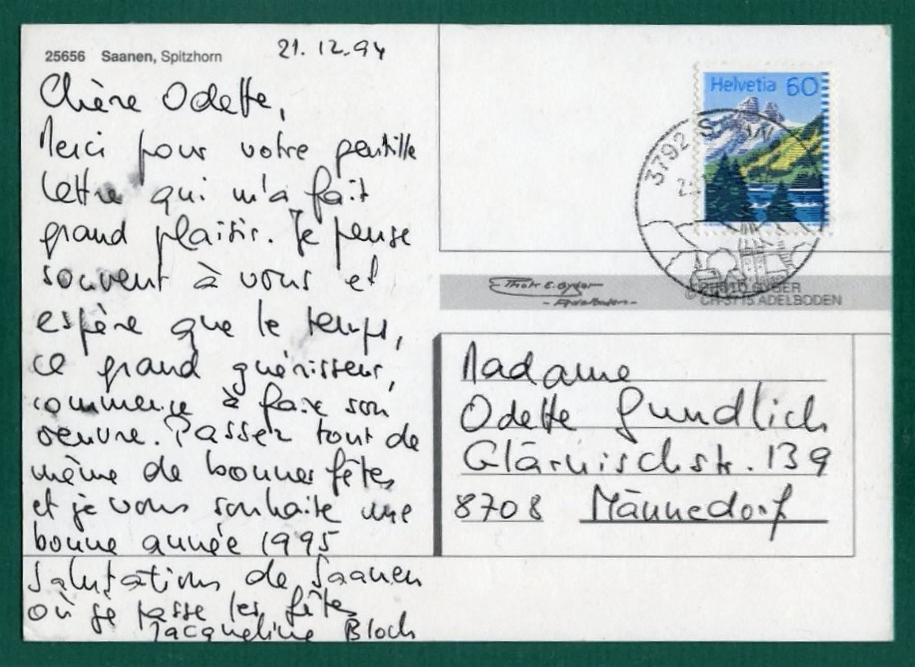 Cartoline postali: Saanen, Spitzhorn, 1994, gelaufen, Grossformat – Usato da Sargans venduto da Hausi1951 1