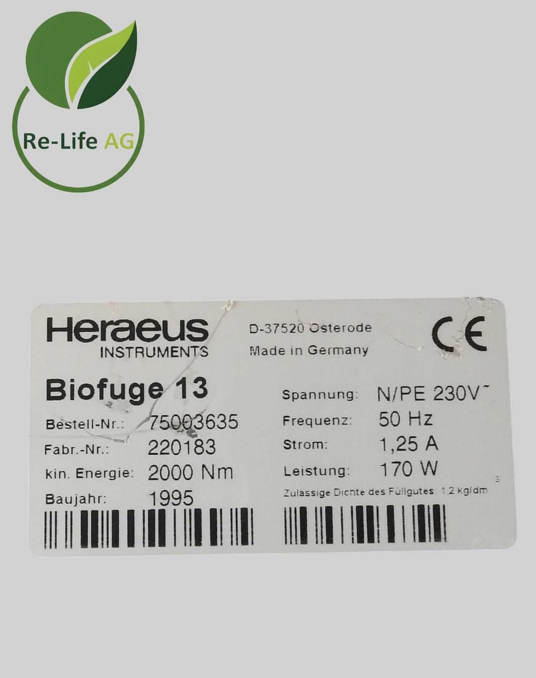 Accessori da laboratorio: Heraeus Biofuge 13 Bio Centrifuge – Usato da Reinach BL venduto da Re-LifeAG_Labor 9