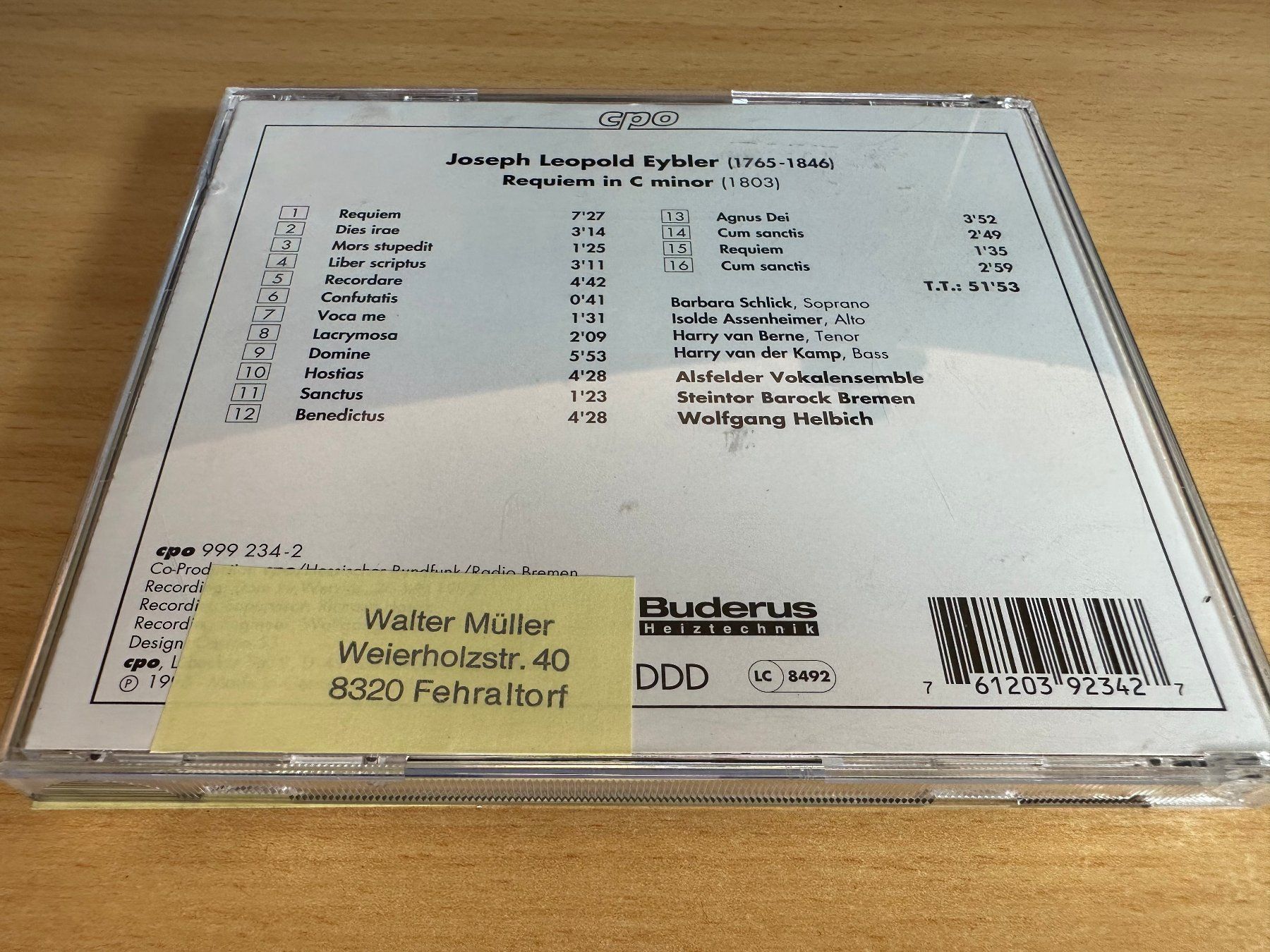 CD: Joseph von Eybler - Requiem – Usato da Rikon im Tösstal venduto da Alpenmutz 1