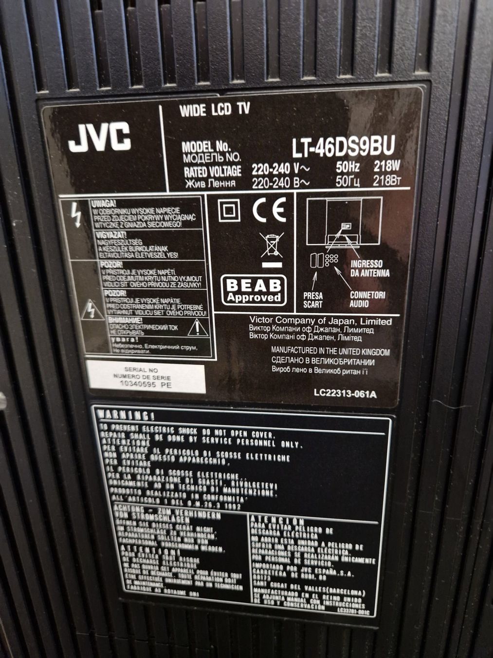 JVC Televisori: LCD TV JVC LT46S90  105cm – Usato da Wädenswil venduto da tome70 2