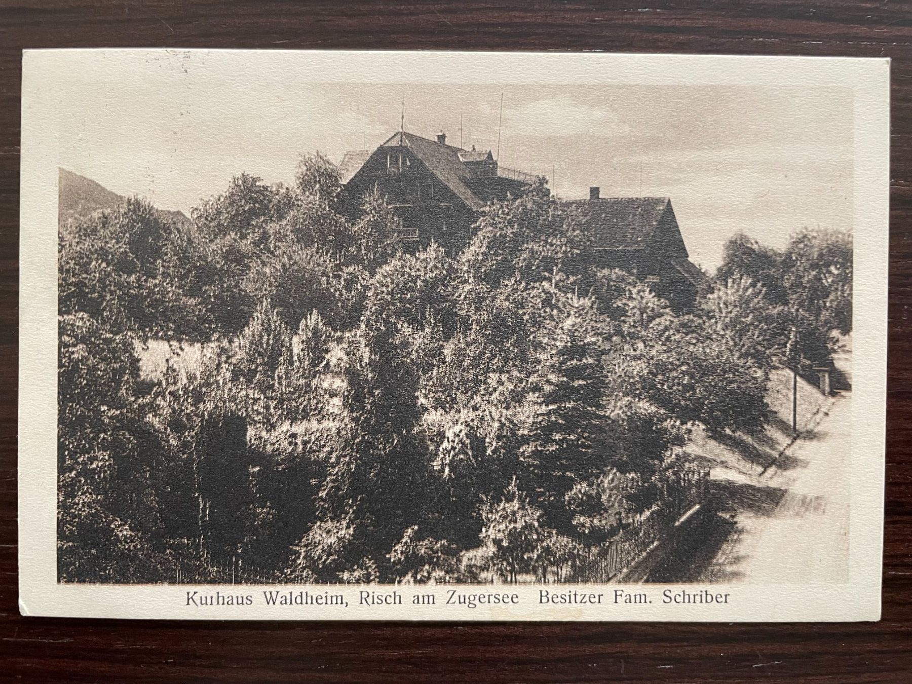 Cartoline postali: RISCH am Zugersee, Kurhaus Waldheim, 2 Ansichtskarten – Usato da Wald ZH venduto da TLILEF 1