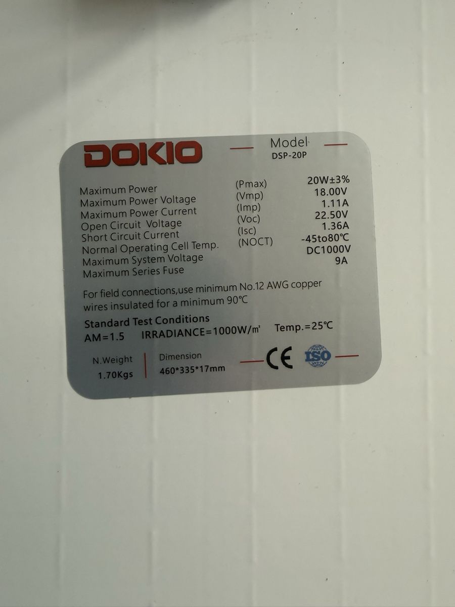 Solargeräte und Solarprodukte: DOKIO Solarmodul DSP-20P 20W neuwertig – Gebraucht aus Burgdorf von martinwi94 1
