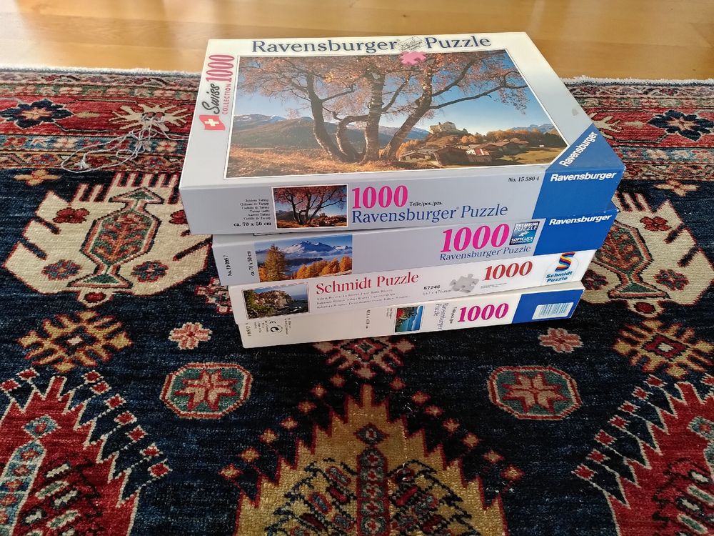 1000 Teile Holzpuzzle 'Treeside Red Umbrella' – 75 X 50 Cm, Naturholz, Mit Poster & Aufbewahrungstasche