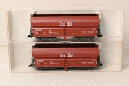 2 Güterwagen DB Erz-IIId braun Fleischmann HO/DC mit OVP