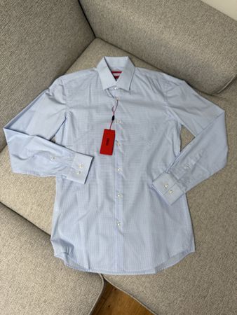 Hugo Boss Hemd, Hellblau Kariert, Grösse 38,  Neu!