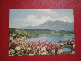 Luzern mit Rigi Vogelschau alte Edition