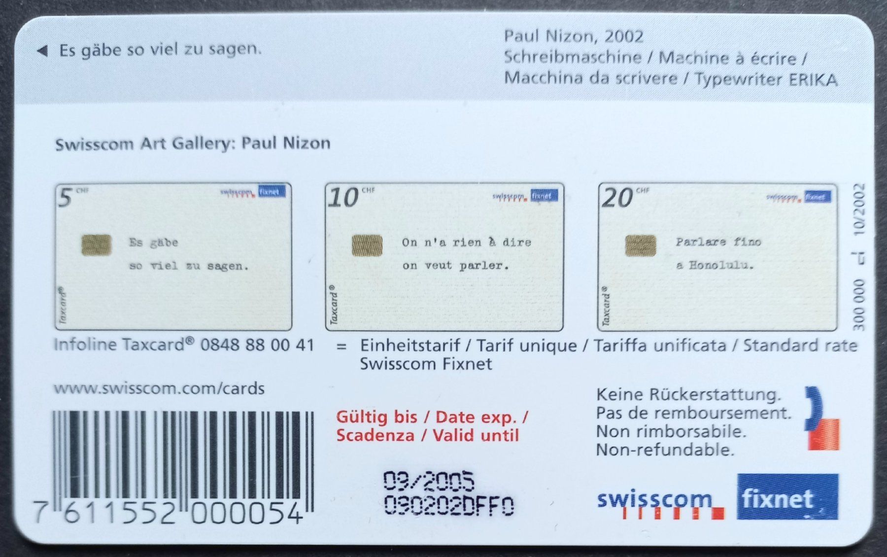 Swisscom Schede telefoniche: Taxcard - Swisscom Art Gallery - CH – Usato da Niederuzwil venduto da lubimaja 1