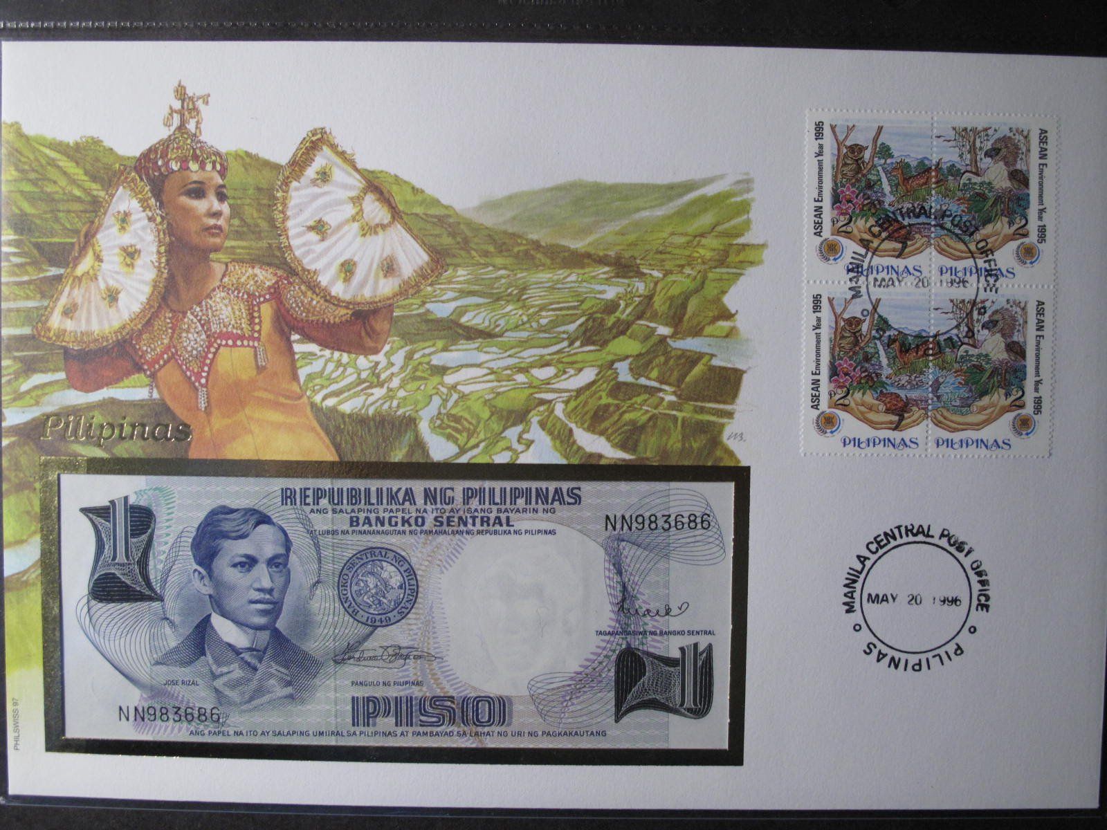 Banconote: Banknotenbrief Philippines 1996 – Usato da Wil SG venduto da fva01