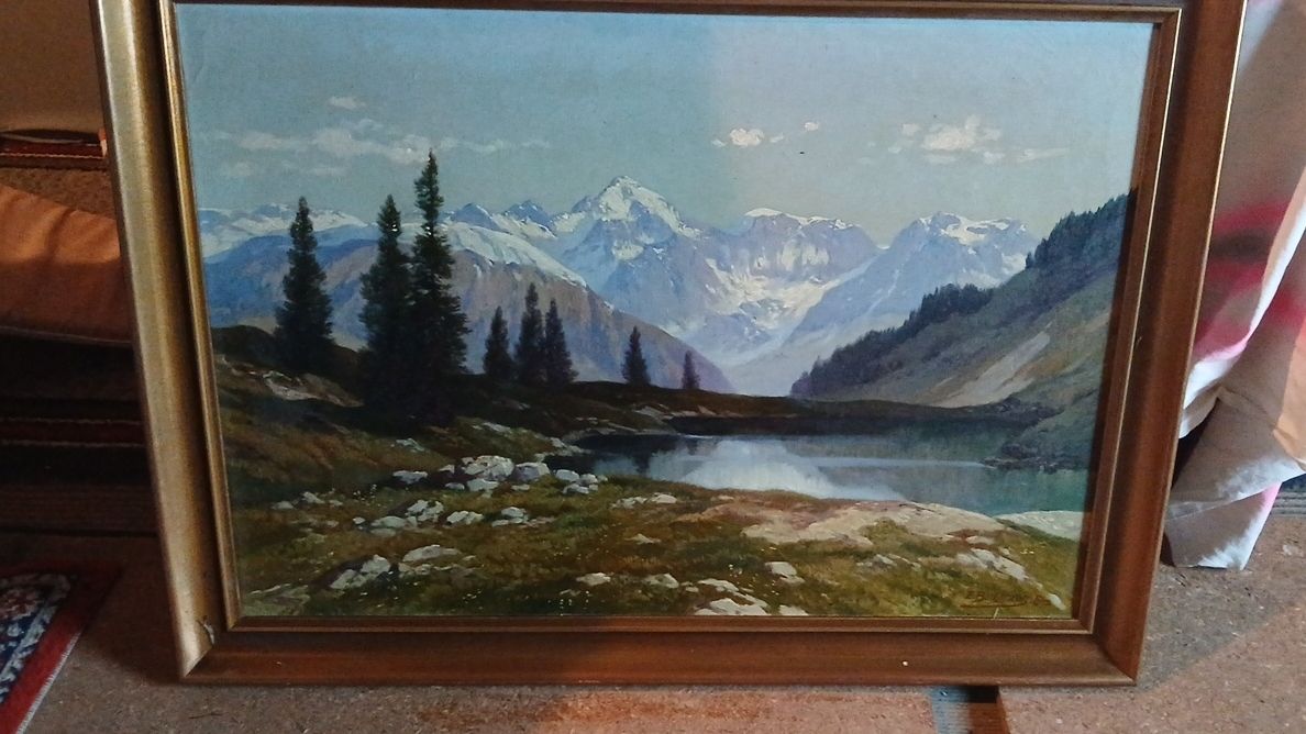 Dipinti: Gemälde Alpenlandschaft mit Bergmotiv – Usato da Ettenhausen TG venduto da Daniel990