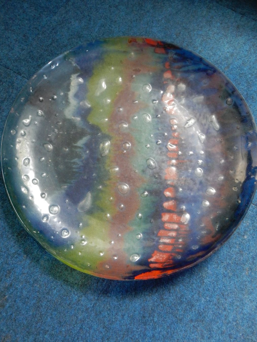 Piatti di portata: wunderschöne Glasplatte gross bunt 45,5 cm Glas Schale – Usato da Jona venduto da simongarden 5
