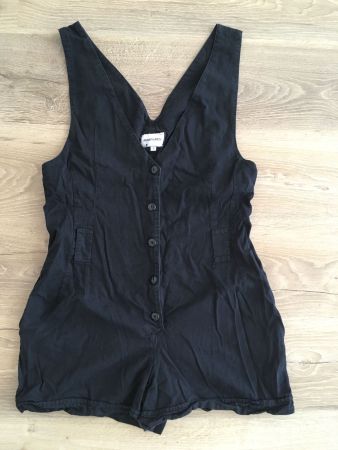 Vintage Jump Suit kurz oh Arm BW Viscose Mix schwarz Gr L