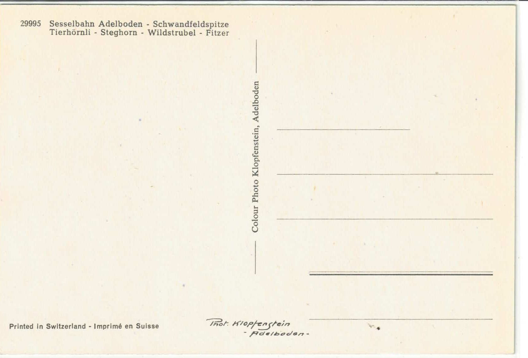 Cartoline postali: Adelboden - Sesselbahn Schwandfeldspitz im Winter – Usato da Ettingen venduto da Kartenplanet 1