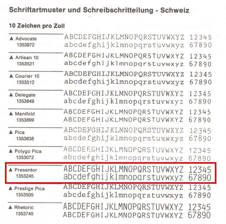 IBM Macchine da scrivere: IBM Typenrad mit Schriftart "Presentor" – Usato da St. Gallen venduto da Elmarotto 1