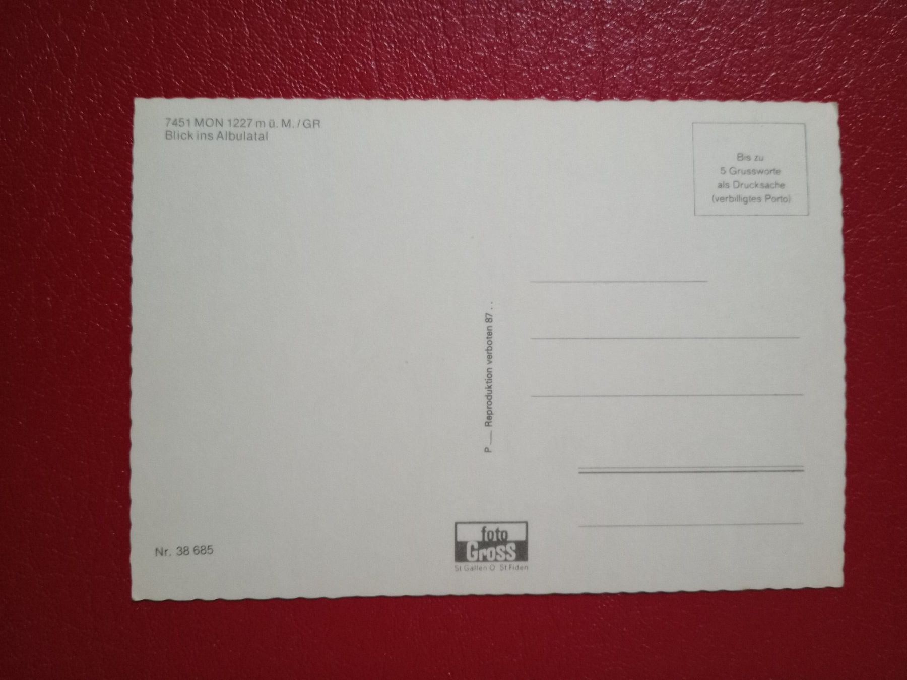 Cartoline postali: Mon Albulatal Graubünden ältere Edition – Usato da Küttigen venduto da Melisch1000 1