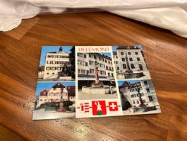 Postkarte aus Delémont 1978 mit passender Briefmarke