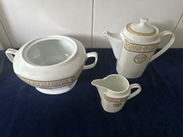 Zuckerdose Kanne Kreamerli 3-teiliges Set weiss gold Medusa