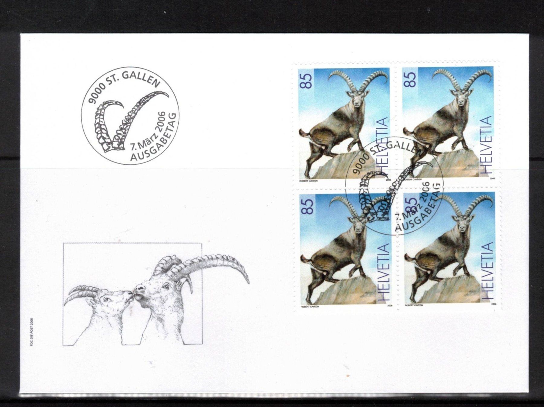 Tutti i francobolli: 2006 Steinbock  FDC 4er UNO aus ABO – Usato da Rheinau venduto da loxis