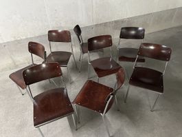 8xReinhard Design Stuhl Swiss Chromstahl Vintage 70er Jahre