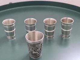 5 schöne Zinnbecher, auch Versand möglich