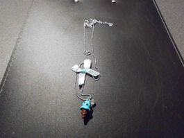 Kette silberfarb, Glace hellblau