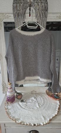 Luisa Cerano Pullover Schurwolle grau weiss Grösse 40-42 