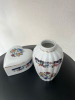 Vase et boîte à bijoux en porcelaine, vintage, décor floral