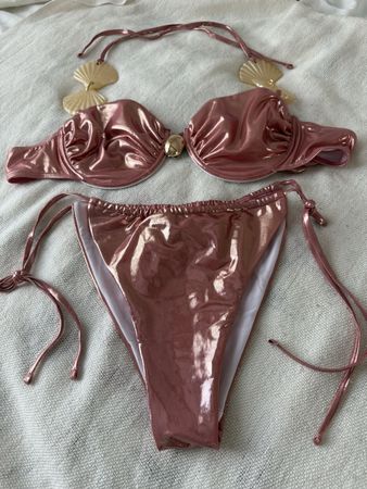 Bikini Metallisch Roségold neu XL Muschel Shein sexy Beach