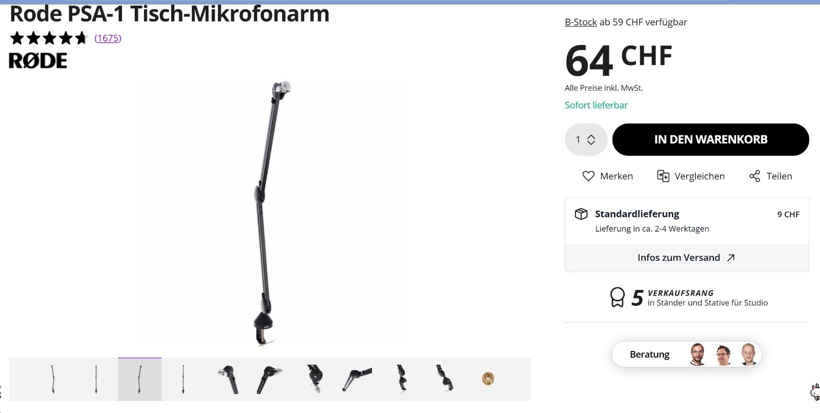 Supporti per strumenti musicali & leggii: Rode SM6 Mikrofonspinne+Popfilter, PSA1 Tischstativ, XLR. – Usato da Kriens venduto da Nikamii 3