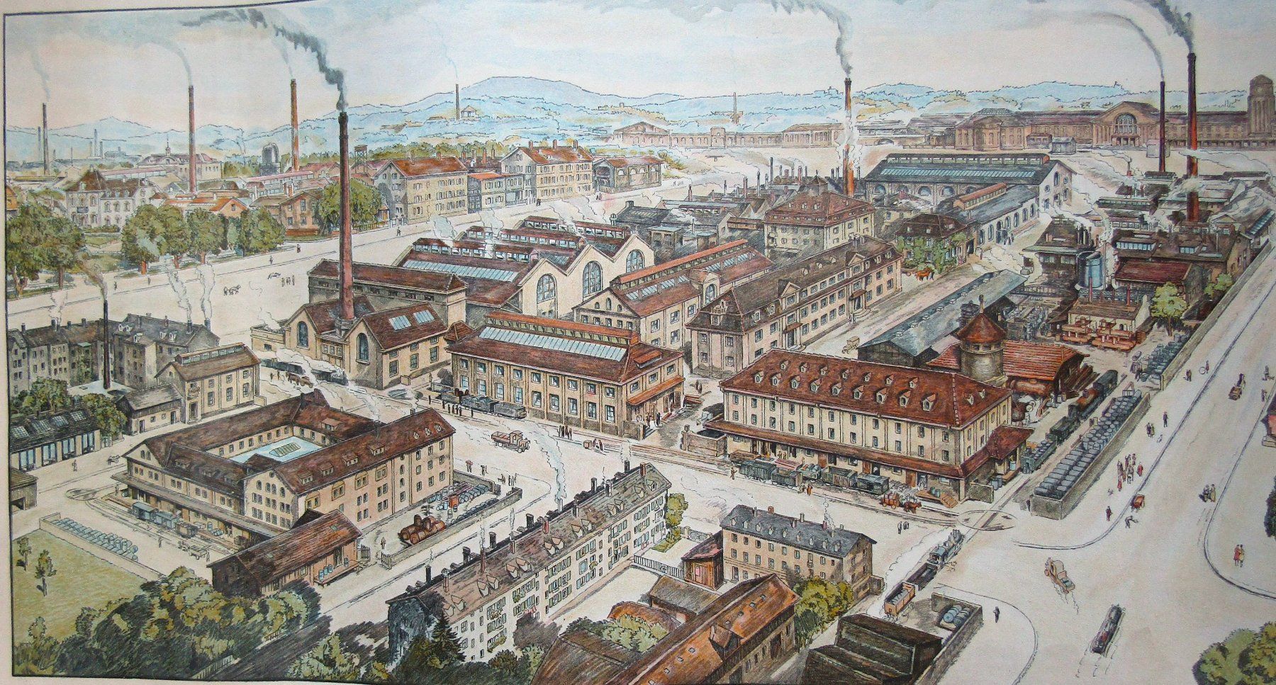 Incisioni: Geigy Basel grosse Farblithographie um 1915 – Usato da Rafz venduto da Helvet32 1