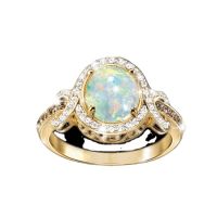 wunderschöner Ring mit einem Gold Opal Stein und Zirkonia