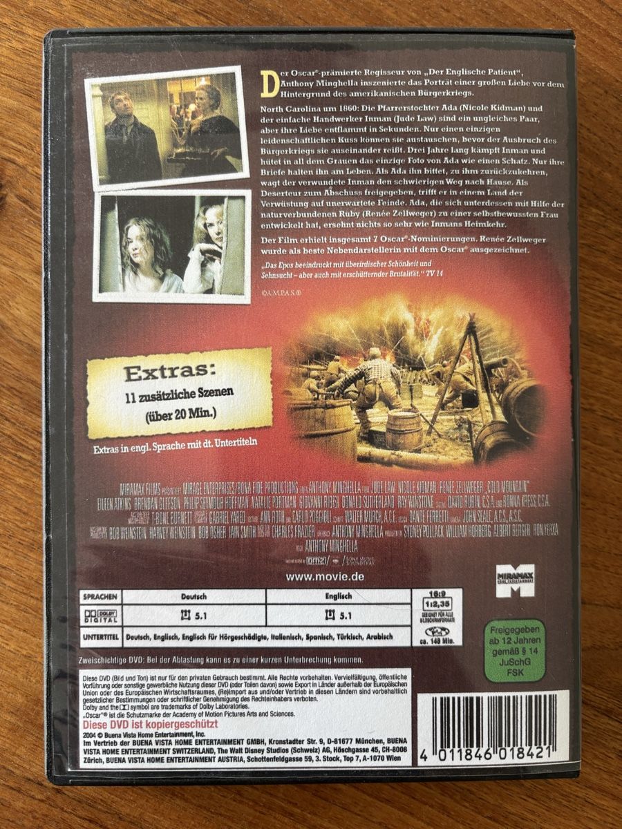 Tutti i DVDs: DVD Unterwegs nach Cold Mountain – Usato da Belp venduto da brb66 1