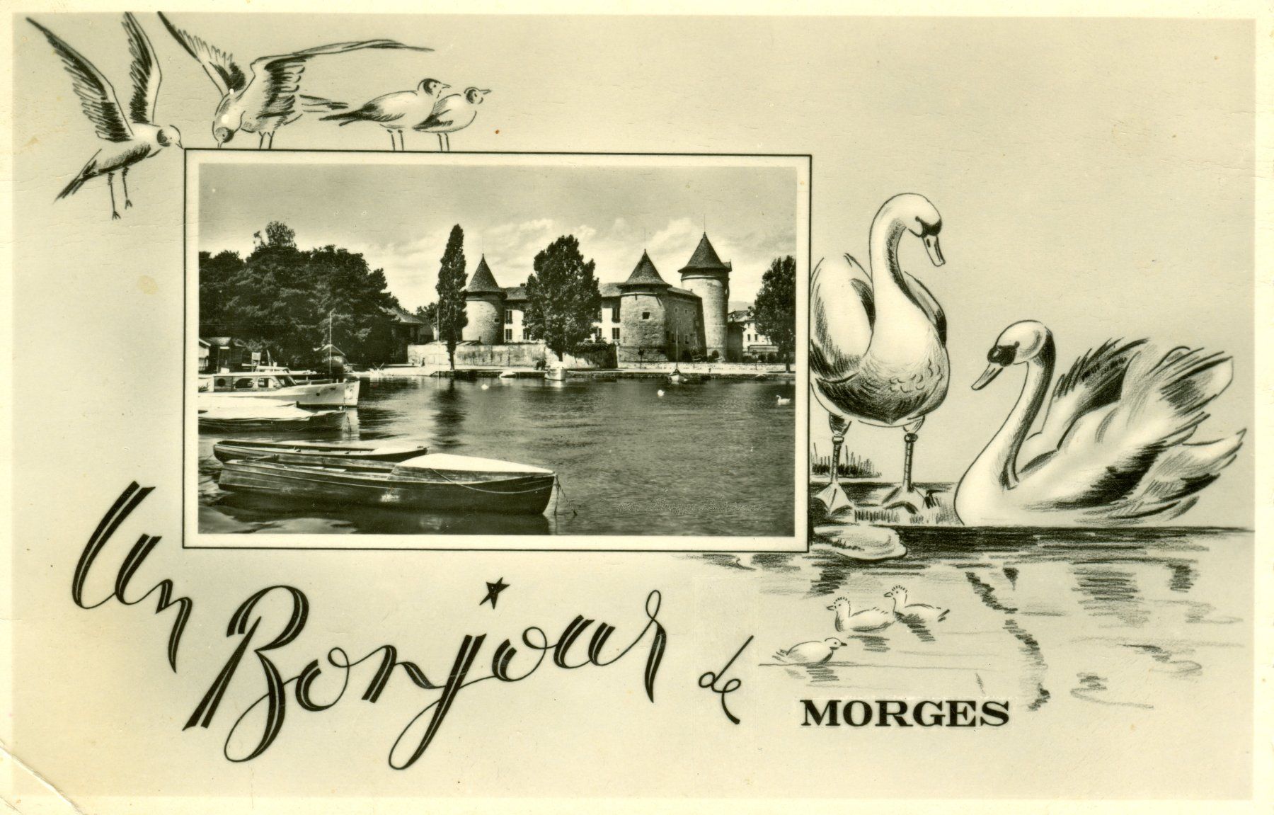 Cartoline postali: Morges - Un bonjour de Morges – Usato da Chavornay venduto da SupraSenna