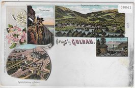 Gruss aus Goldau - Litho - Bahnhof,